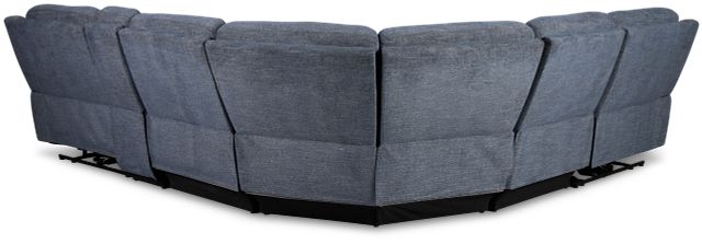Walker Blue Fabric Medium Dual Power 2-arm Reclining Sectional