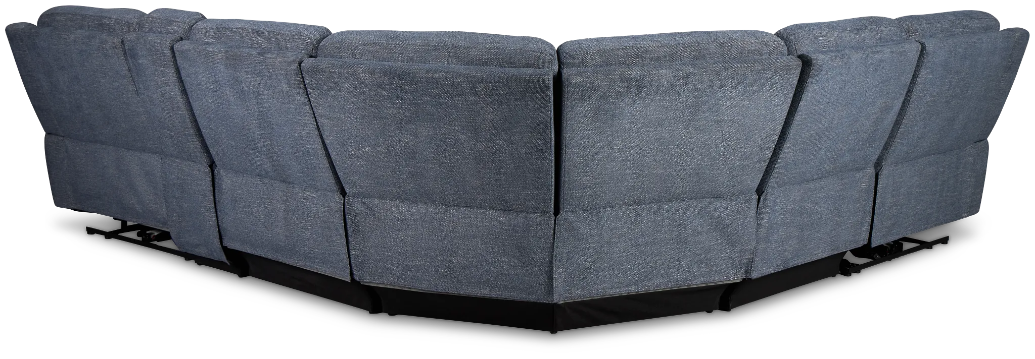 Walker Blue Fabric Medium Dual Power 2-arm Reclining Sectional