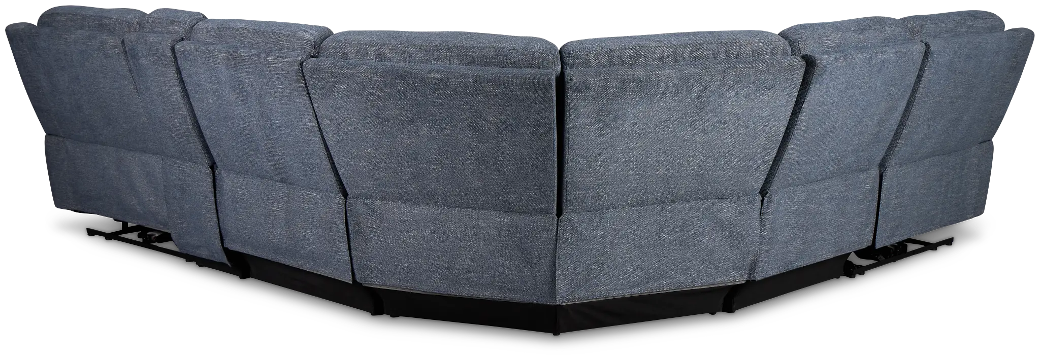 Walker Blue Fabric Medium Dual Power 2-arm Reclining Sectional Walker Blue Fabric Medium Dual Power 2-arm Reclining Sectional