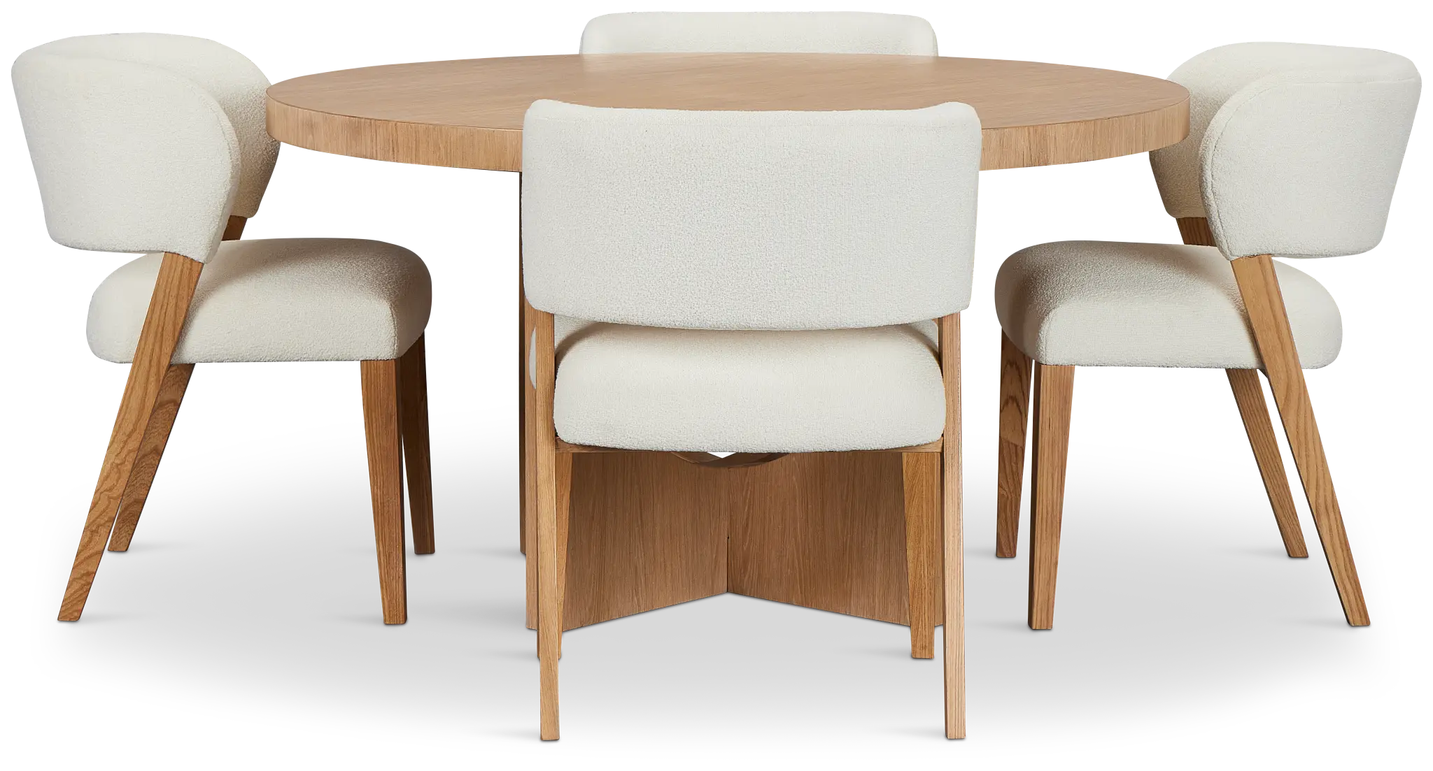 Malibu Light Tone Round Table & 4 Upholstered Chairs Malibu Light Tone Round Table & 4 Upholstered Chairs