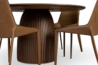 Wayne Two-tone Stone Round Table & 4 Brown Upholstered Chairs