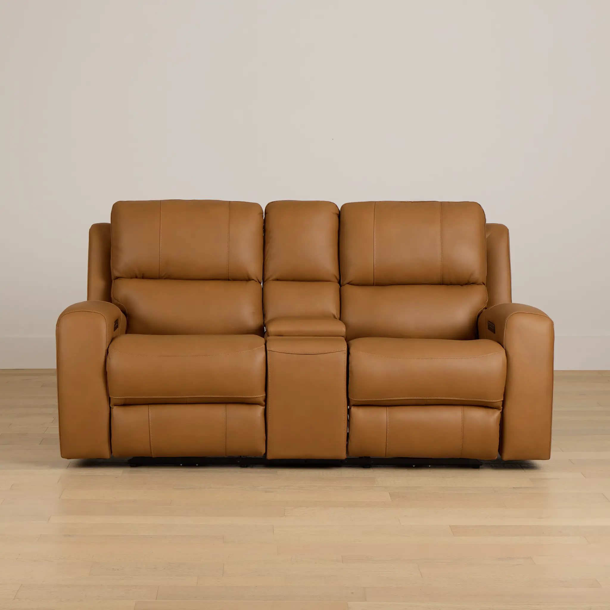 Summit Light Brown Lthr/vinyl Power Reclining Console Loveseat W/ Power Headrest Summit Light Brown Lthr/vinyl Power Reclining Console Loveseat W/ Power Headrest