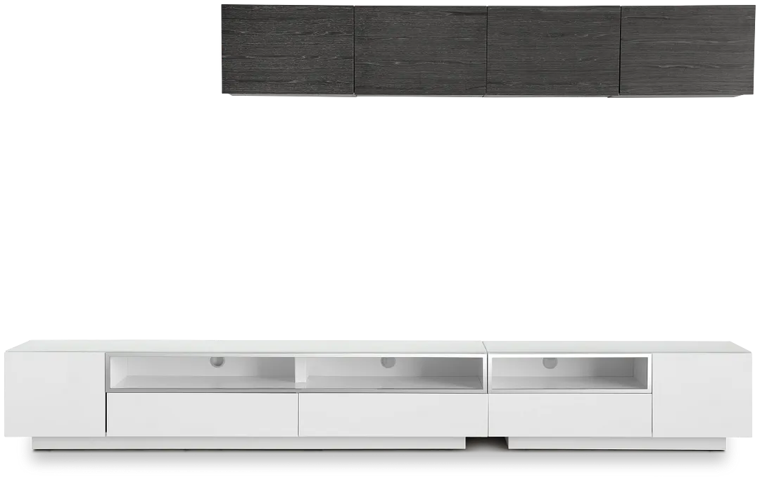 Vancouver 134" White Dk Gray 6-piece Right Modular Entertainment Wall