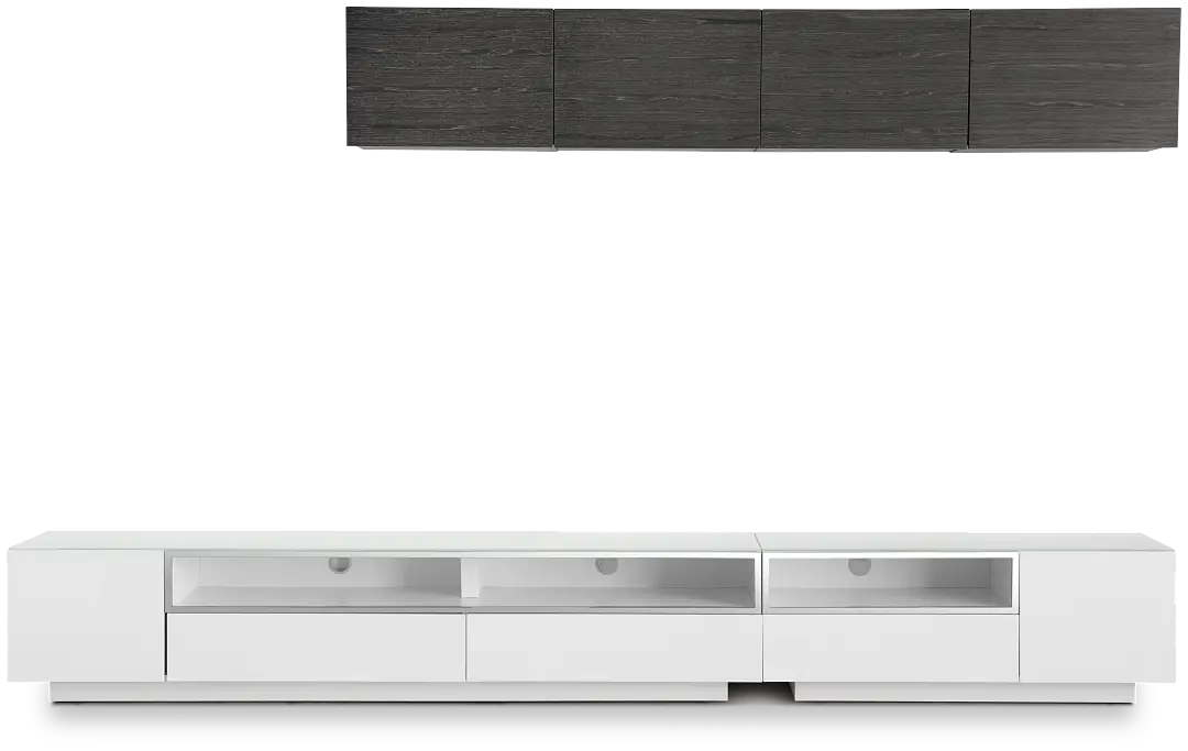 Vancouver 134" White Dk Gray 6-piece Right Modular Entertainment Wall Vancouver 134" White Dk Gray 6-piece Right Modular Entertainment Wall