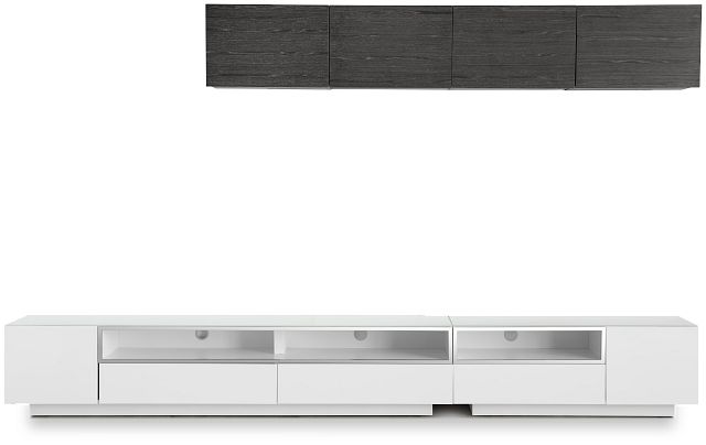 Vancouver 134" White Dk Gray 6-piece Right Modular Entertainment Wall