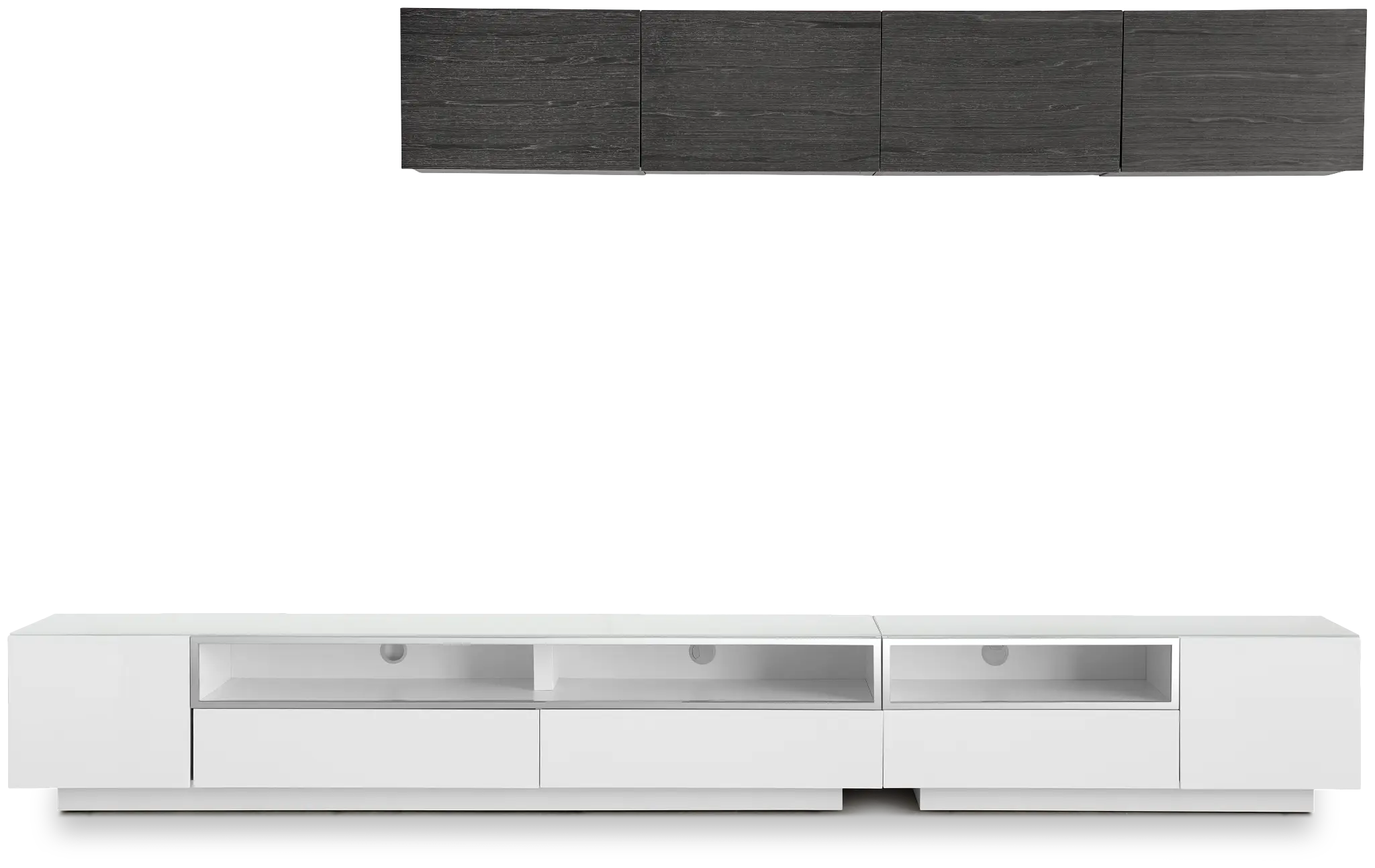 Vancouver 134" White Dk Gray 6-piece Right Modular Entertainment Wall Vancouver 134" White Dk Gray 6-piece Right Modular Entertainment Wall