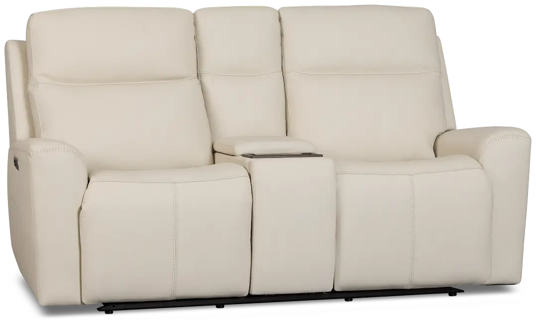 Flexsteel Sterling Ivory Lthr/vinyl Power Reclining Loveseat Flexsteel Sterling Ivory Lthr/vinyl Power Reclining Loveseat