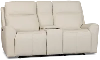 Flexsteel Sterling Ivory Lthr/vinyl Power Reclining Loveseat