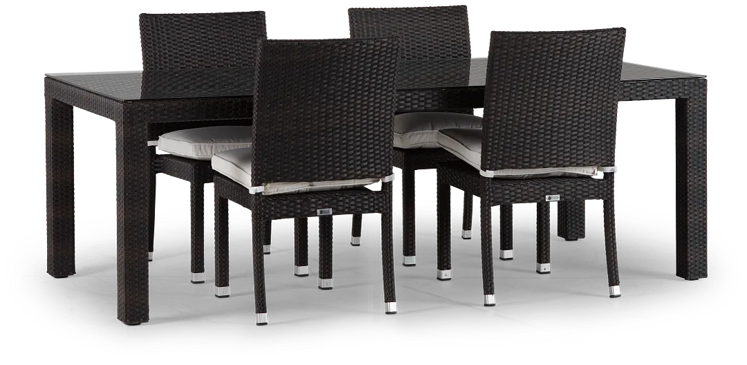 Zen White 84" Rectangular Table & 4 Chairs