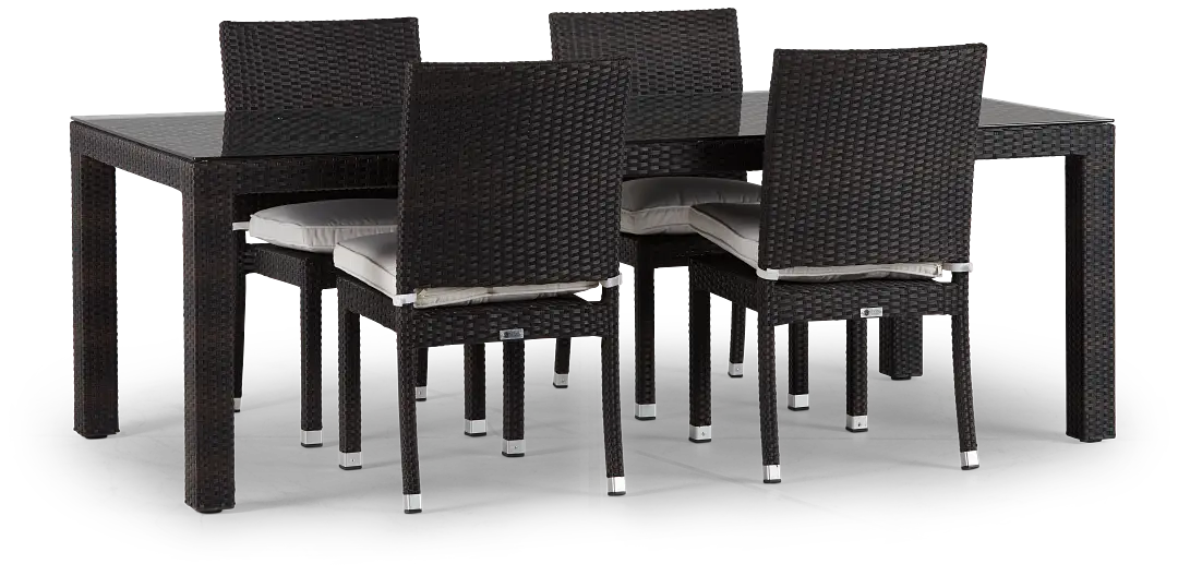 Zen White 84" Rectangular Table & 4 Chairs Zen White 84" Rectangular Table & 4 Chairs