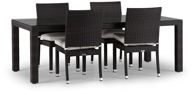 Zen White 84" Rectangular Table & 4 Chairs