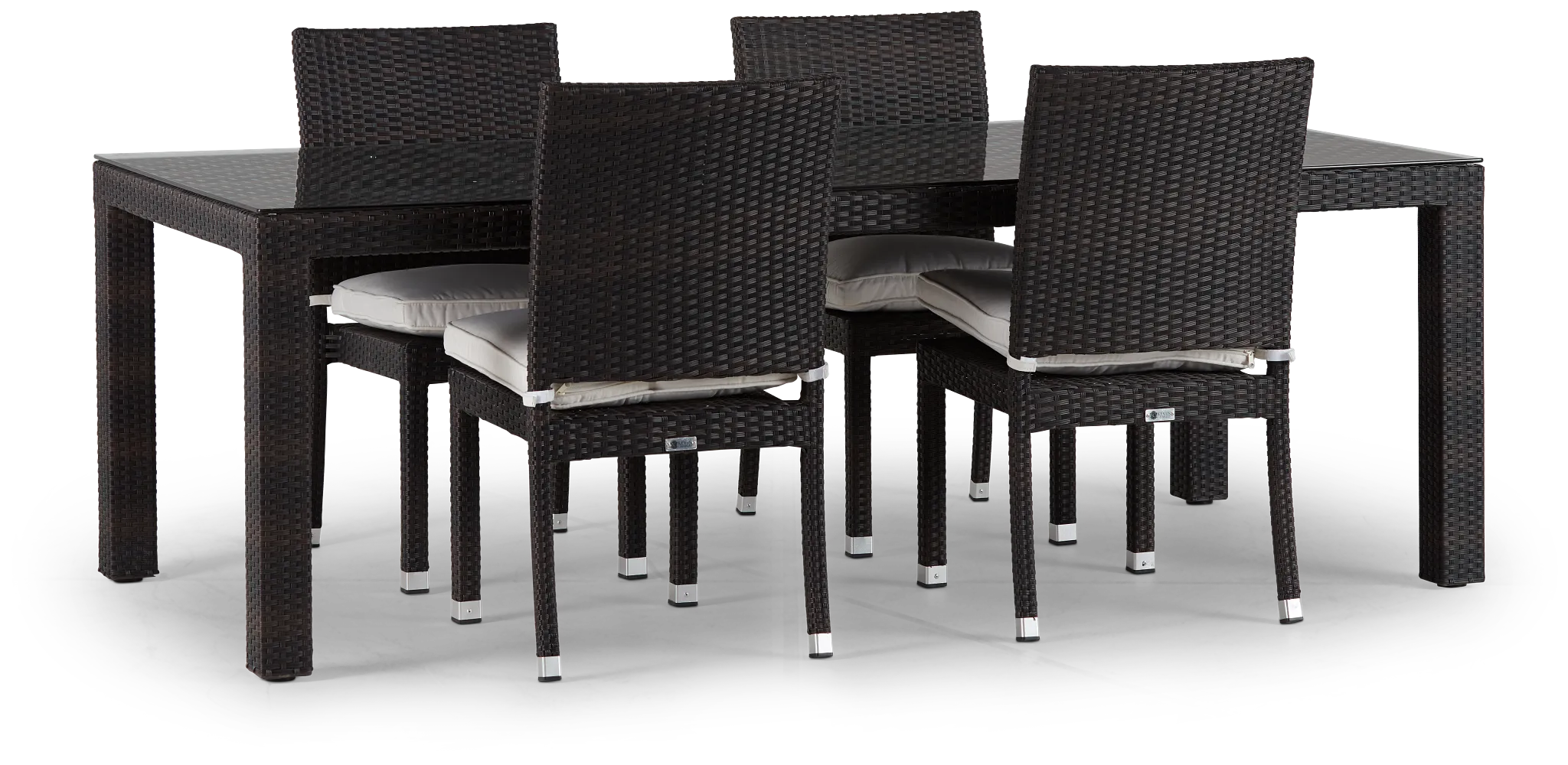 Zen White 84" Rectangular Table & 4 Chairs