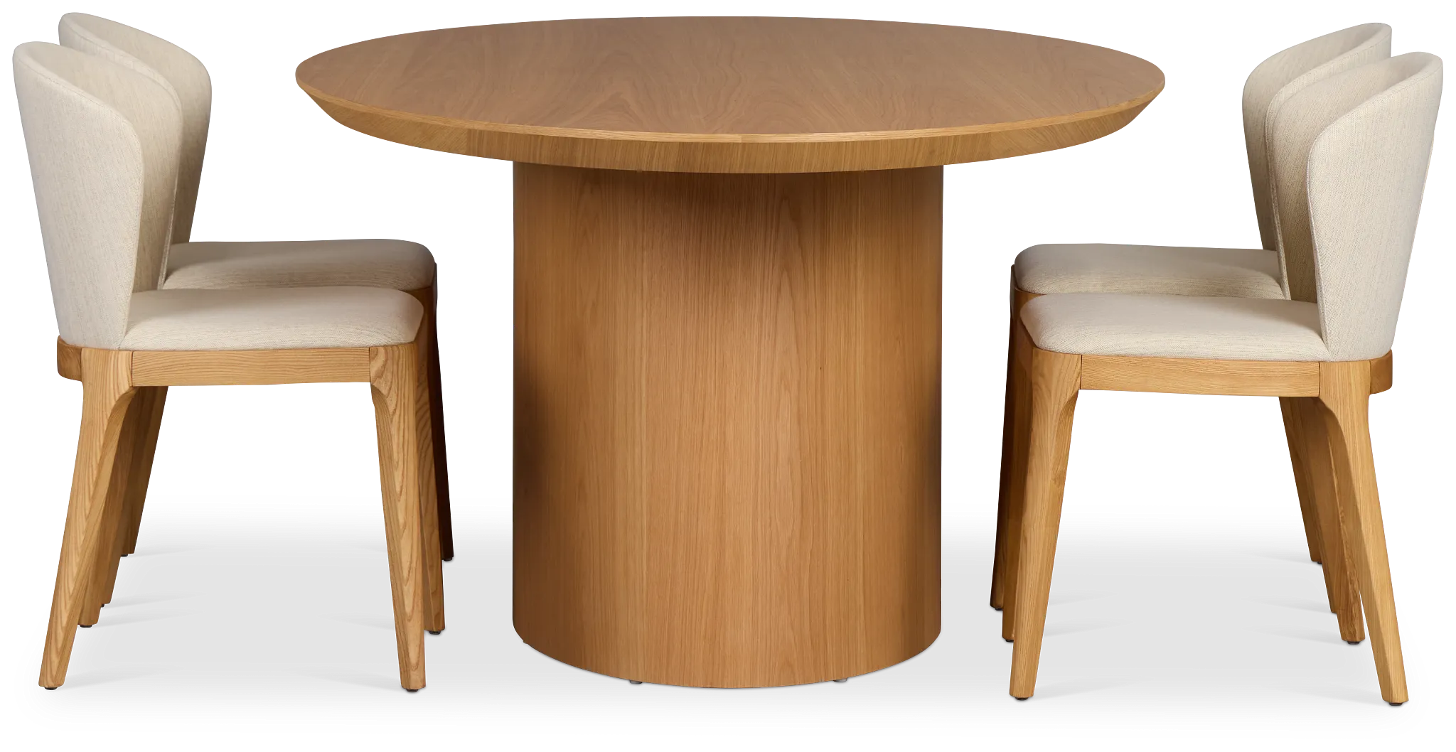 Nomad Light Tone 94" Oval Table & 4 Light Beige Chairs W/light Tone Leg