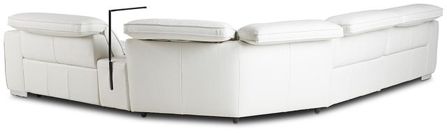 Reva White Leather Small Dual Power Reclining Two-arm Sectional