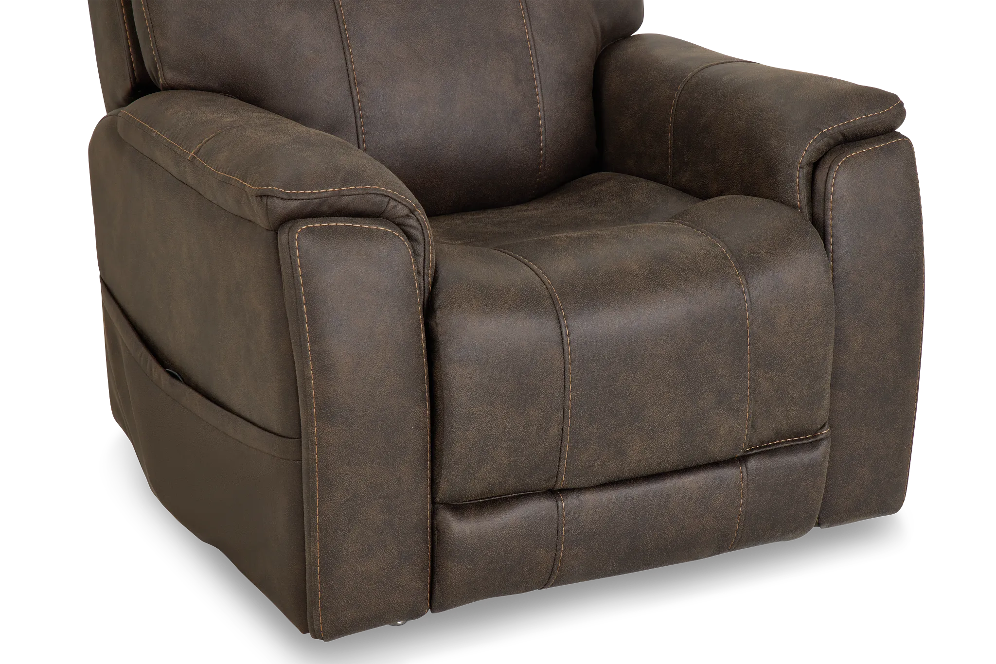 Akron Dark Brown Micro Power Lift Recliner With Power Lumbar