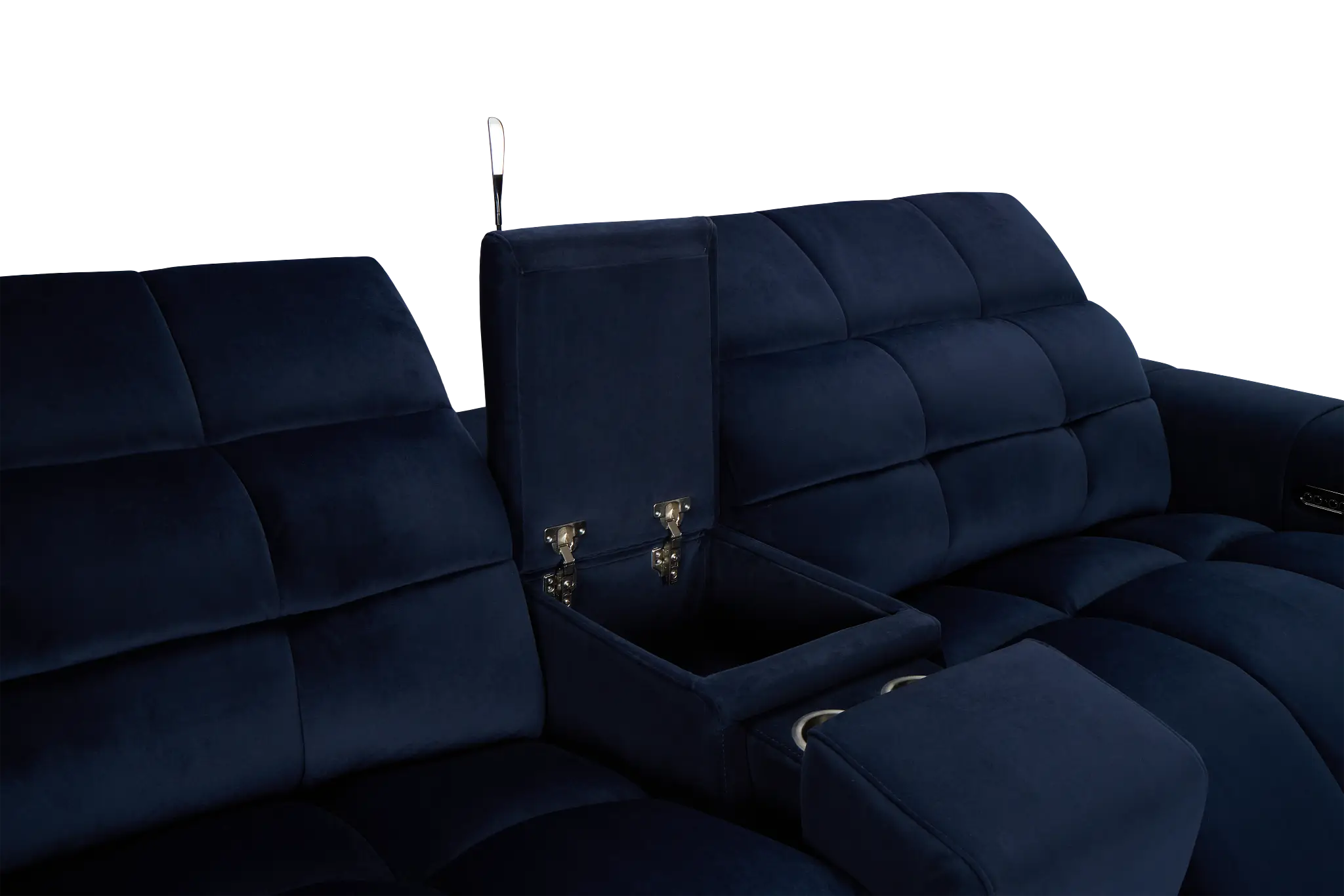 Gemma Navy Velvet Large Dual Power Right Chaise Sectional Gemma Navy Velvet Large Dual Power Right Chaise Sectional