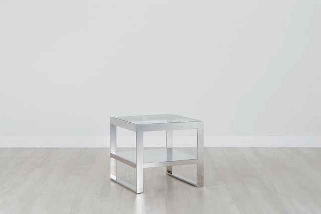 Miami White Glass End Table