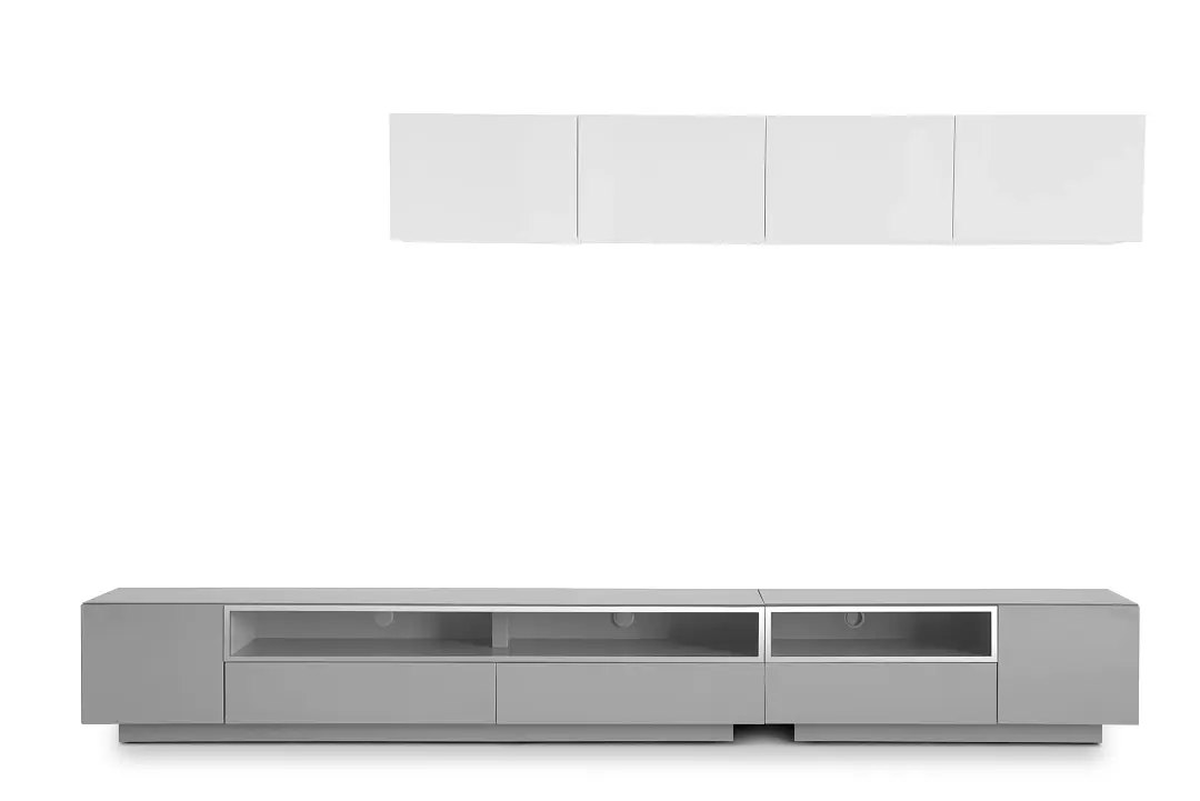 Vancouver 134" Gray White 6-piece Right Modular Entertainment Wall Vancouver 134" Gray White 6-piece Right Modular Entertainment Wall