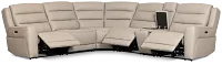 Wilder Taupe Leather Medium Triple Power 2-arm Sectional