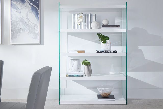 Olympia White Glass Bookcase