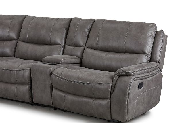 Dober Dark Gray Micro Large Dual Manually Reclining Two-arm Sectional