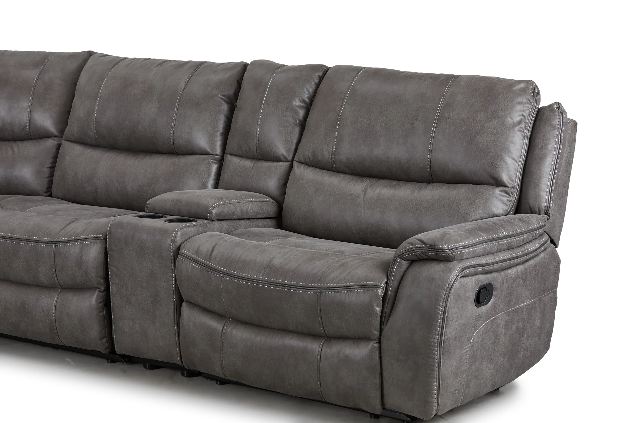 Dober Dark Gray Micro Large Dual Manually Reclining Two-arm Sectional