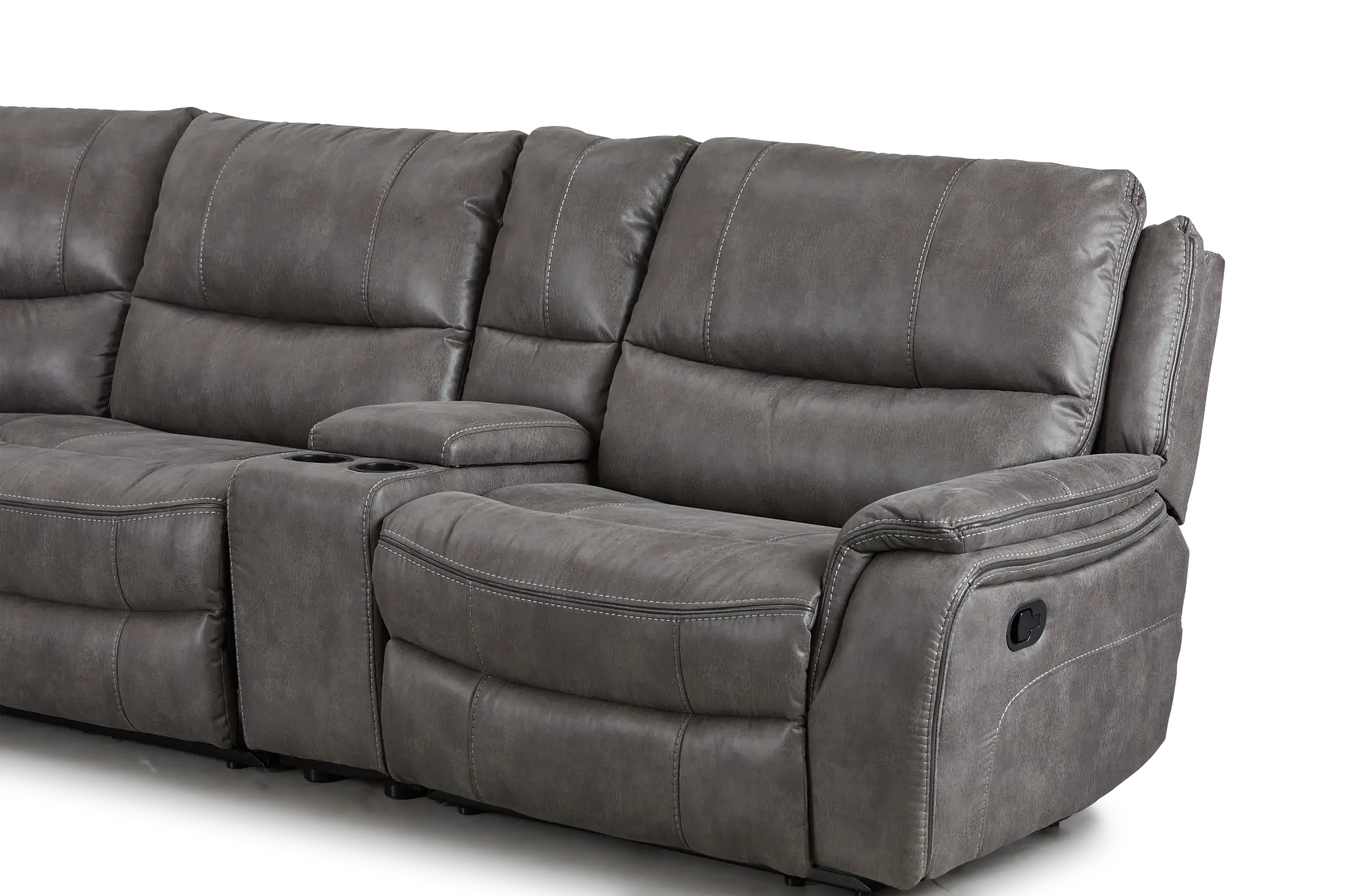 Dober Dark Gray Micro Large Dual Manually Reclining Two-arm Sectional Dober Dark Gray Micro Large Dual Manually Reclining Two-arm Sectional