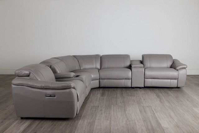 Marion Gray Lthr/vinyl Large Dual Power Reclining Two-arm Sectional