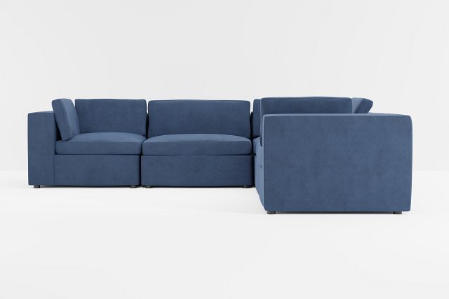 Destin Revenue Dark Blue Fabric 5-piece Modular Sectional