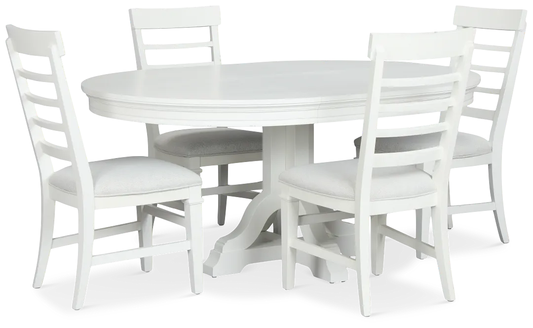 Cape Cod Ivory Round Table & 4 Upholstered Chairs