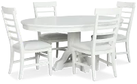 Cape Cod Ivory Round Table & 4 Upholstered Chairs