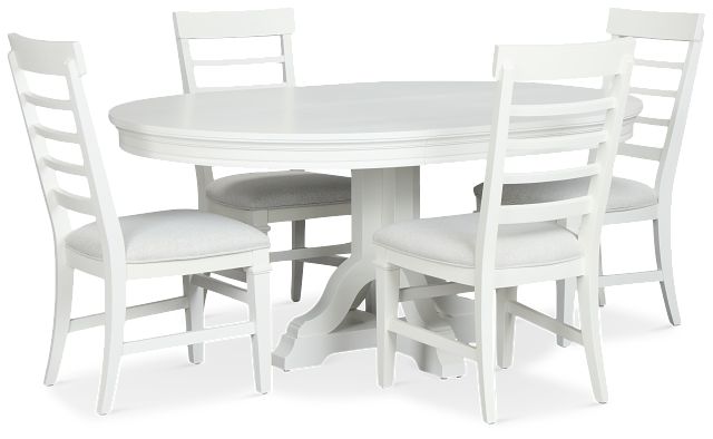Cape Cod Ivory Round Table & 4 Upholstered Chairs