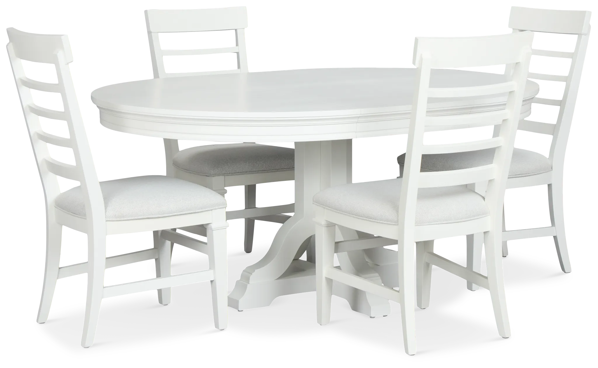 Cape Cod Ivory Round Table & 4 Upholstered Chairs