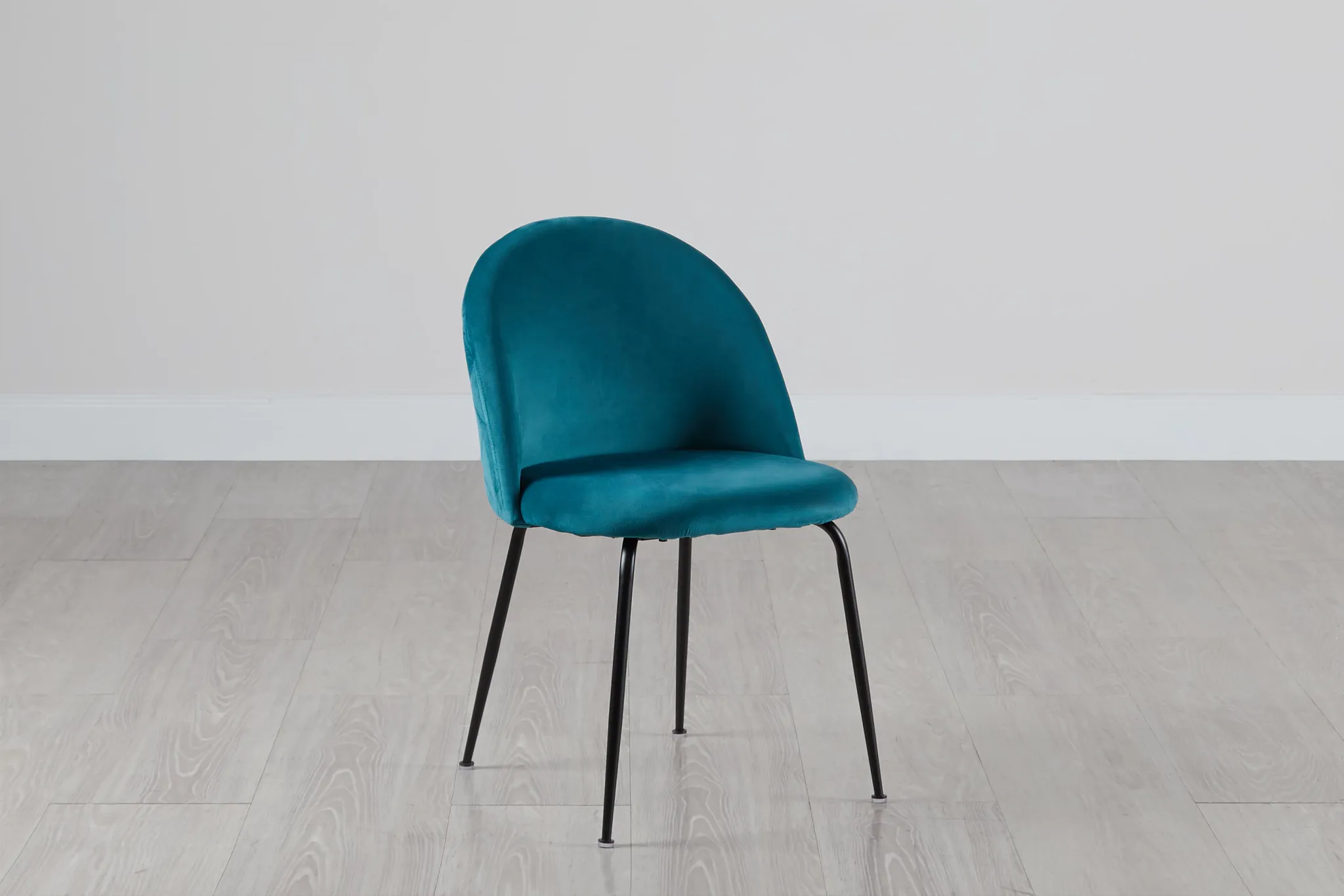 Capri Dark Teal Velvet Upholstered Side Chair W/ Black Legs