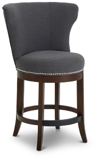 Cayden Dark Gray Fabric 24" Swivel Barstool