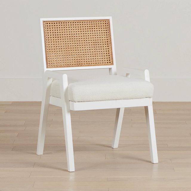 Malibu White Woven Upholstered Arm Chair