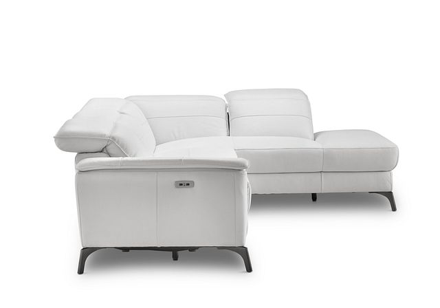 Pearson White Leather Right Bumper Power Reclining Sectional (3)