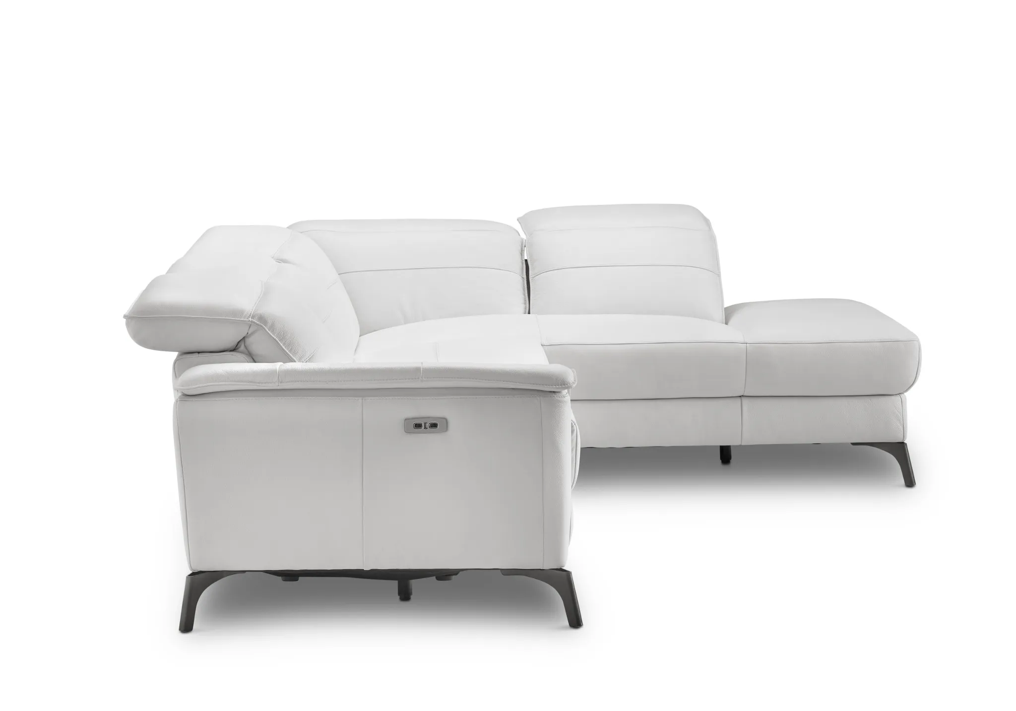Pearson White Leather Right Bumper Power Reclining Sectional