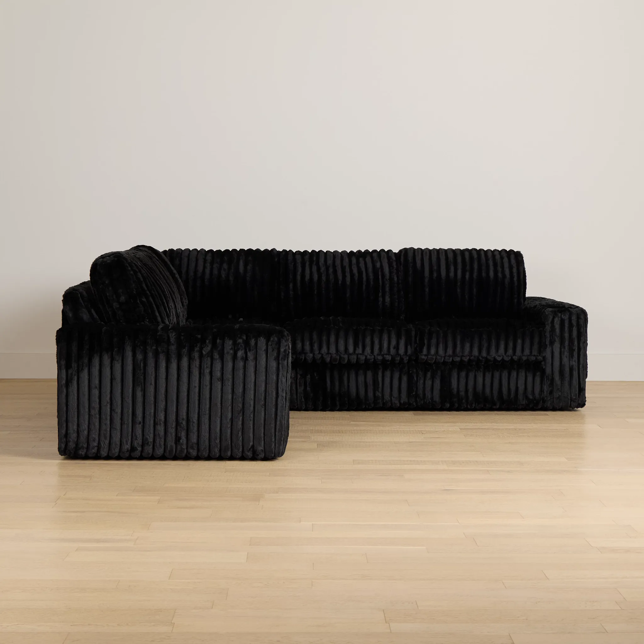Teddy Black Fabric Small Two-arm Sectional