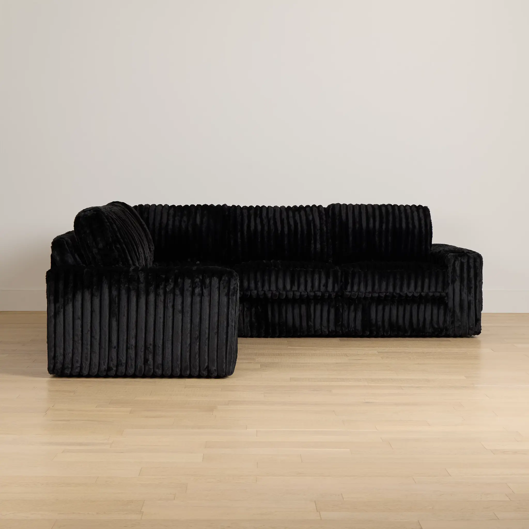 Teddy Black Fabric Small Two-arm Sectional Teddy Black Fabric Small Two-arm Sectional