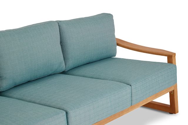 Tobago Light Tone Sofa With Teal Cushions