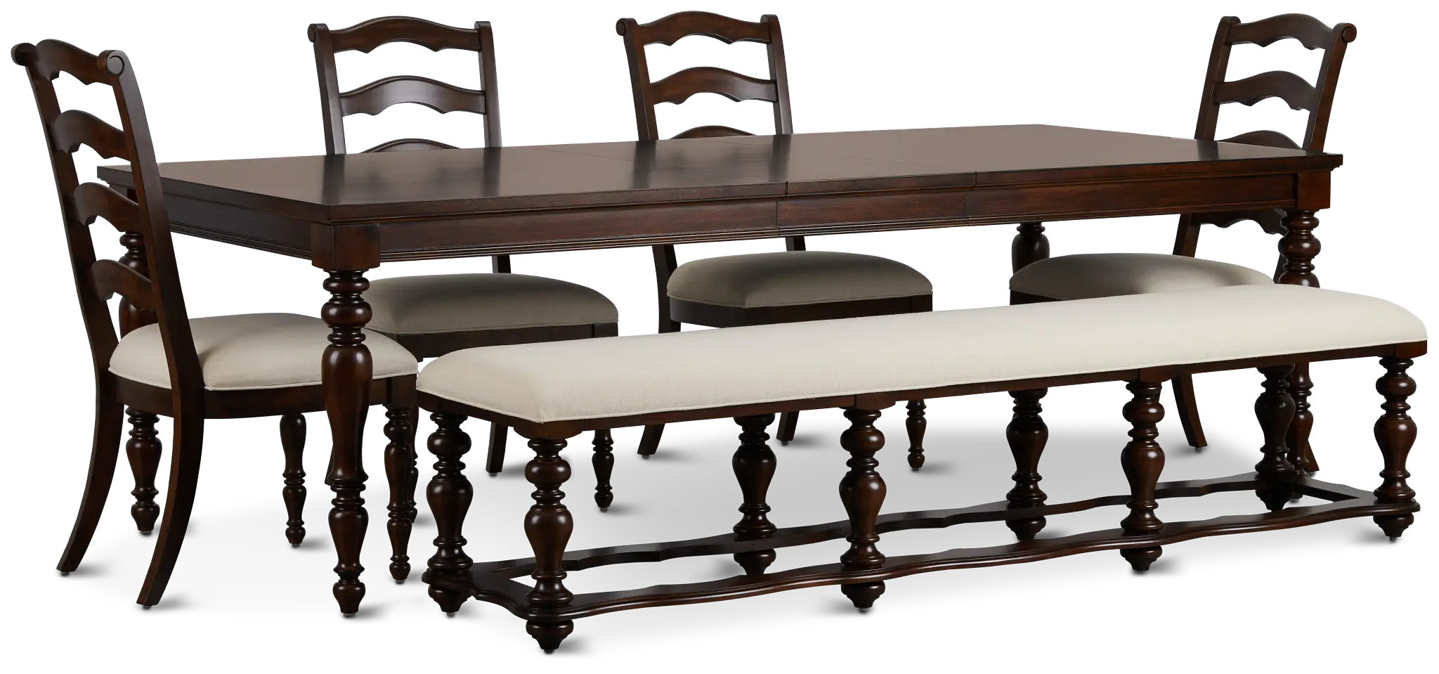 Savannah Dark Tone Rect Table, 4 Chairs & Bench Savannah Dark Tone Rect Table, 4 Chairs & Bench