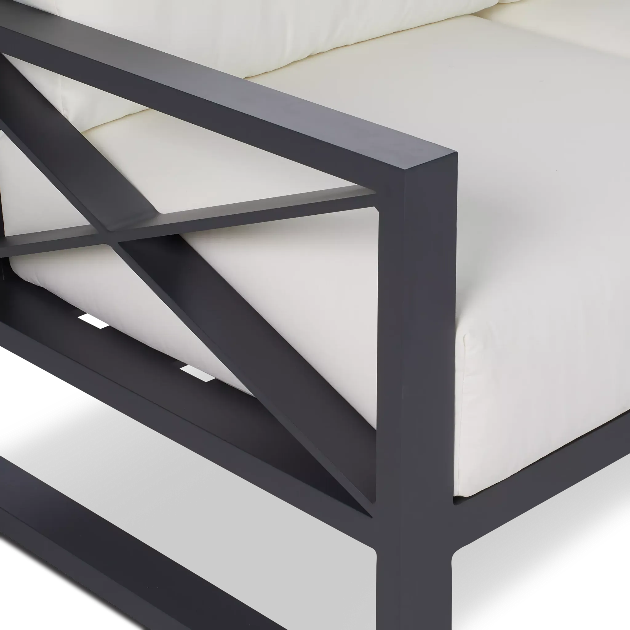 Linear Dark Gray White Aluminum Loveseat