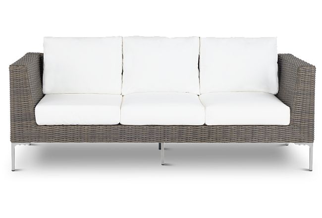 Tulum White Woven Sofa W/ 3 Cushion