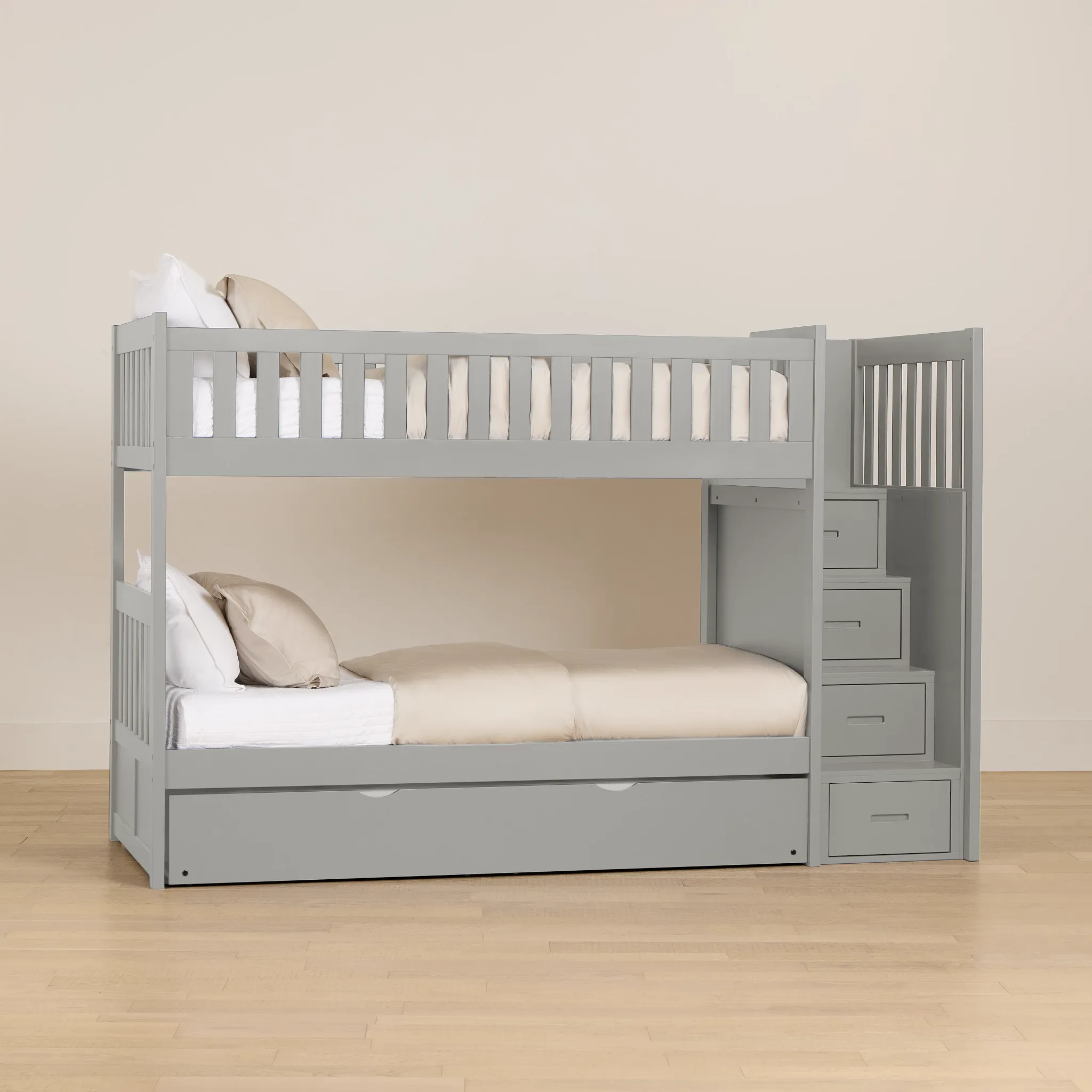 Charleston Gray Step Trundle Bunk Bed