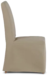 Destination Beige Long Slipcover Chair With Light Tone Leg