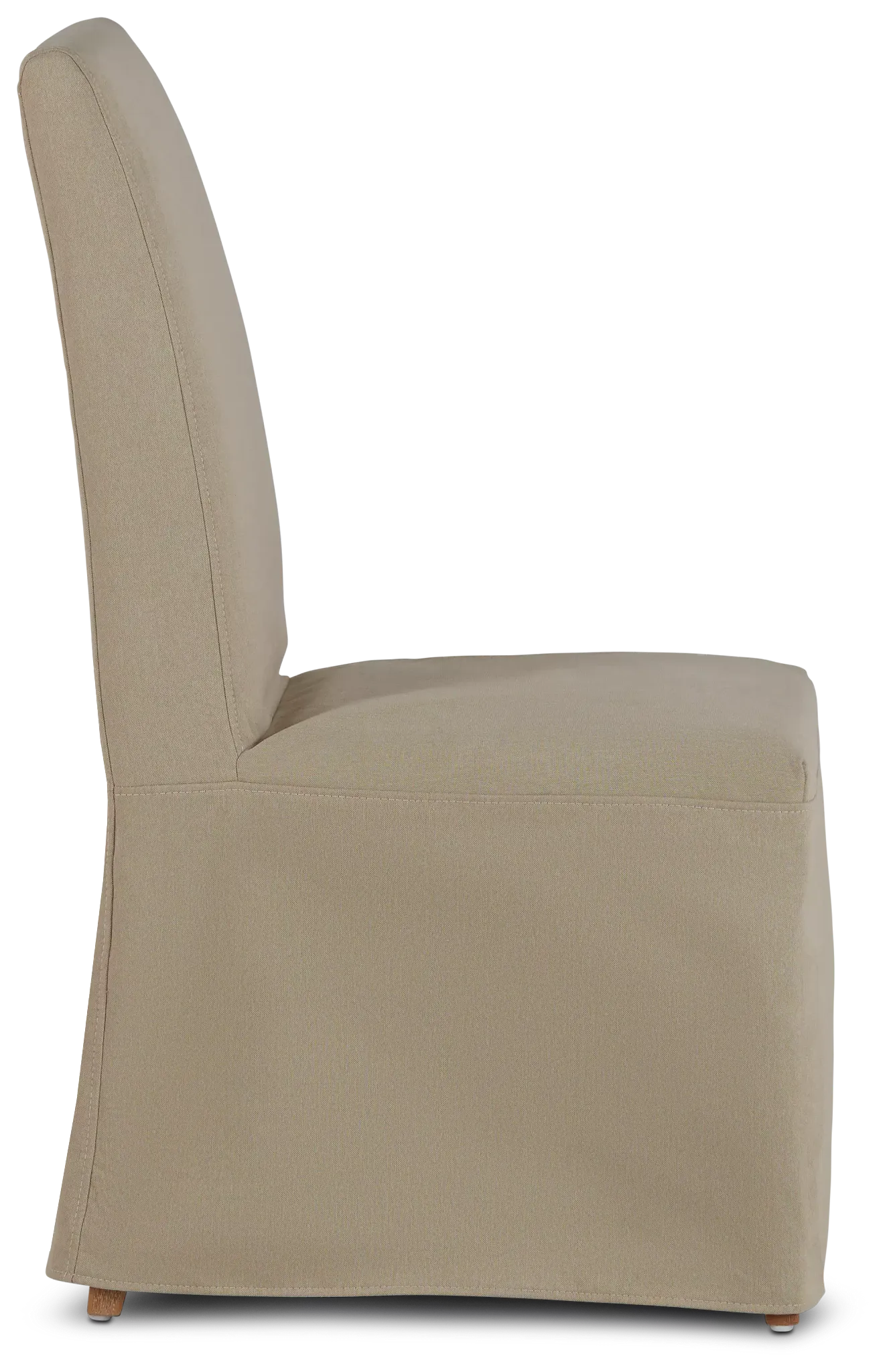 Destination Beige Long Slipcover Chair With Light Tone Leg