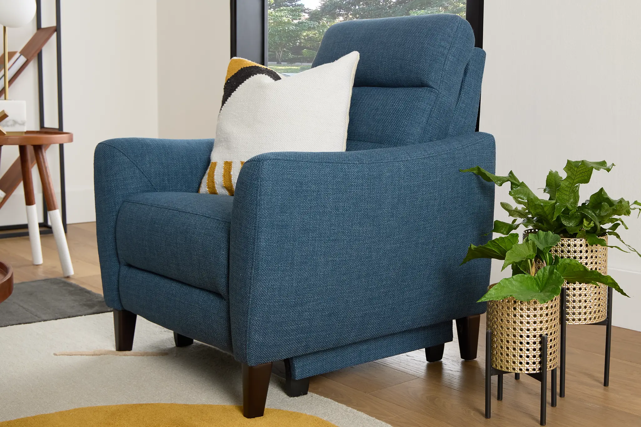 Keaton Blue Fabric Power Recliner With Power Headrest Keaton Blue Fabric Power Recliner With Power Headrest