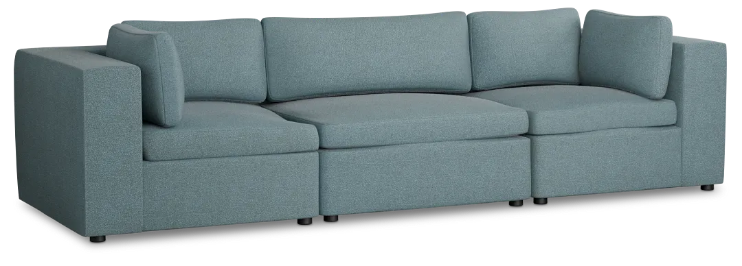 Destin Sutton Blue Fabric 3-piece Modular Sofa
