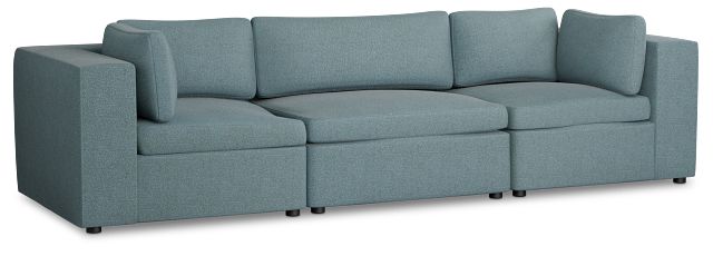 Destin Sutton Blue Fabric 3 Piece Modular Sofa
